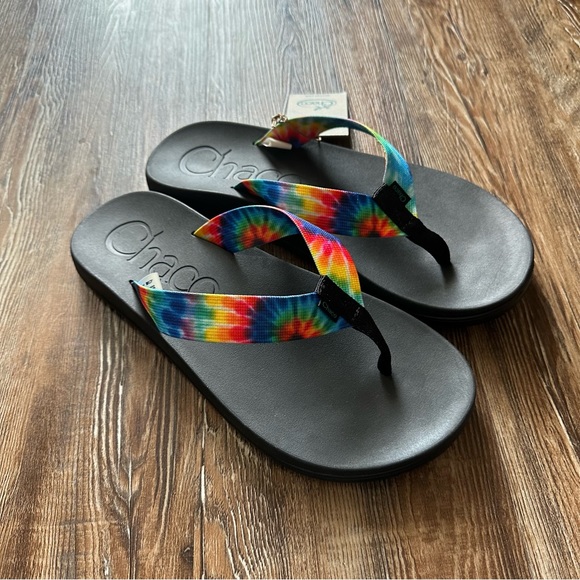 NWT! Men’s Chaco Chillos Flip Flop Dark Tie Dye Size 12 - Picture 2 of 5